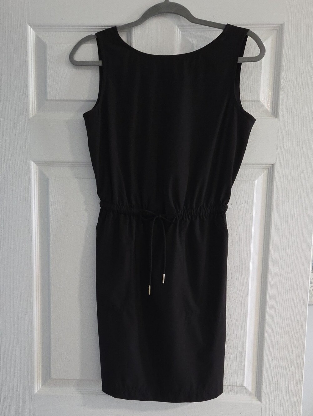 Calvin Klein Black Sleeveless Drawstring-Waist Midi Dress